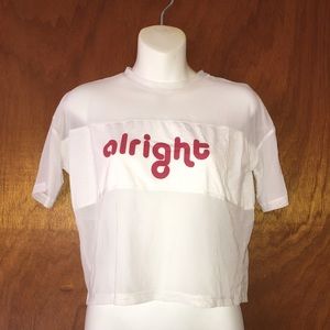 Women’s Rue 21 White “alright” Mesh Shirt Size XS